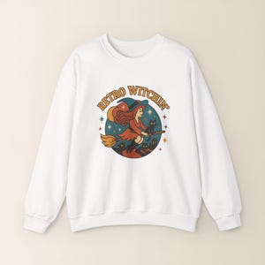 Retro Witching Sweatshirt Vintage Witch Apparel Halloween Clothing Groovy Witch Gift Retro Halloween Wear Unisex Heavy Blend Crewneck