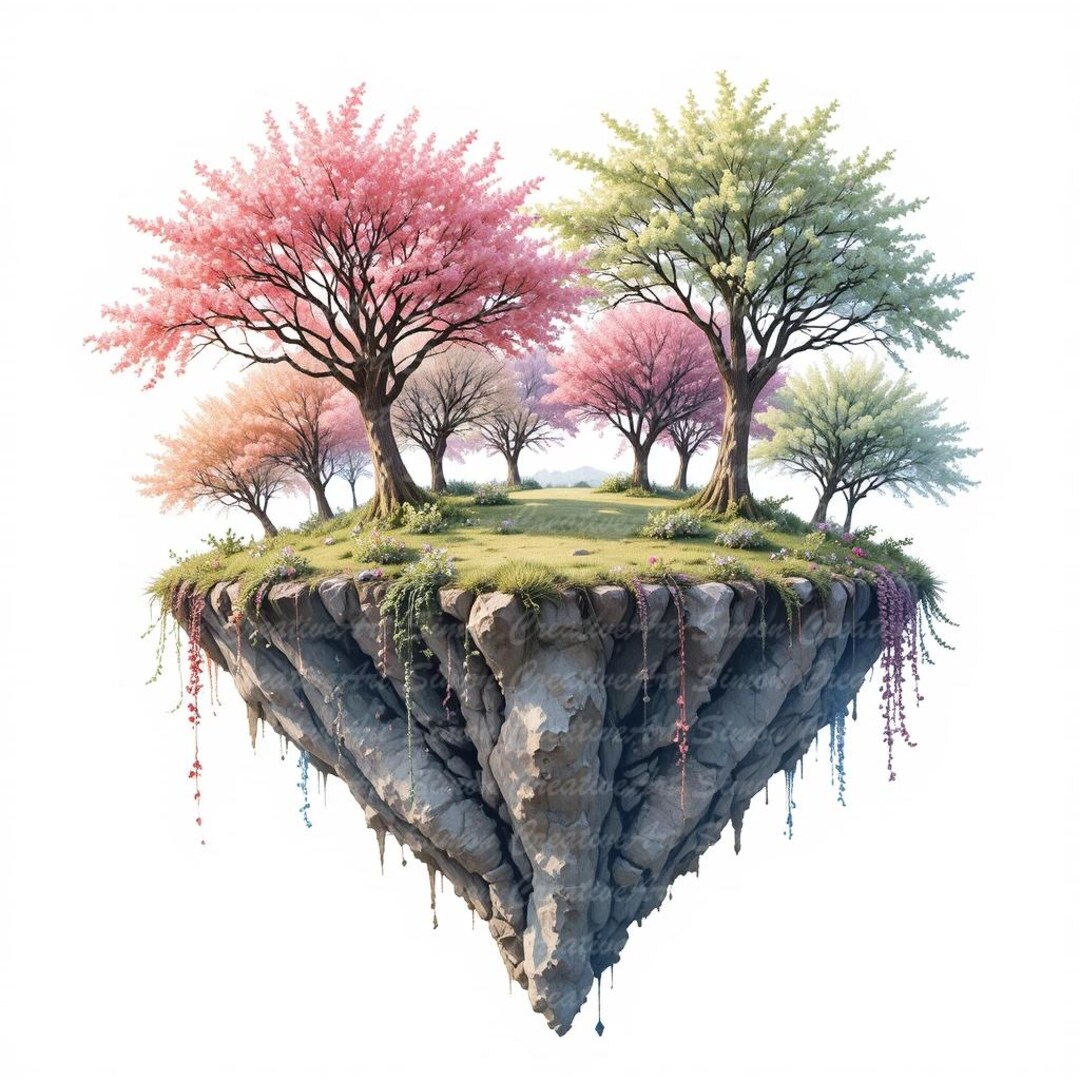 Floating Island Clipart Set, Fantasy Tree Landscape PNG - Etsy
