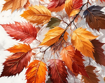 15 herfstbladeren-clipart | Herfstgebladerte PNG-pakket | Digitale download