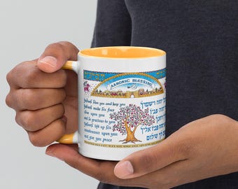 Aaronic Blessing Mug Hebrew English Christian Jewish Original Art Gift