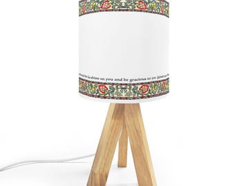 Aaronic Blessing Tripod Table Lamp – Original Watercolor Floral Print Scripture Christian Home Decor Gift
