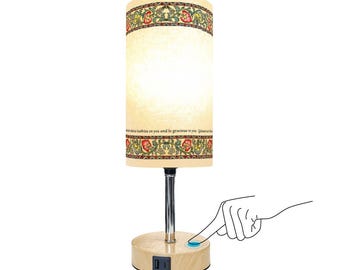Aaronic Blessing Bedside Lamp – Floral Scripture, USB Charging