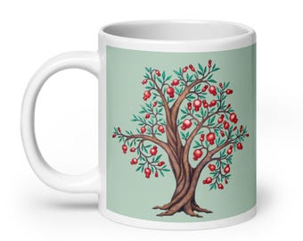 Aaronic Blessing Mug Original Pomegranate Tree Drawing Christian Messianic Jewish Biblical Art Gift