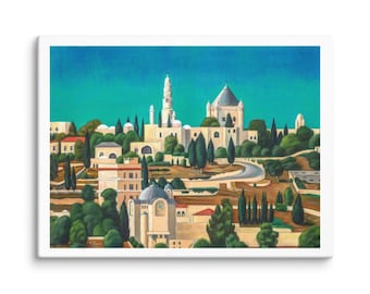 Mount Zion Canvas Print Biblical Jerusalem Landscape Original Painting Christian Faith Wall Art Decor