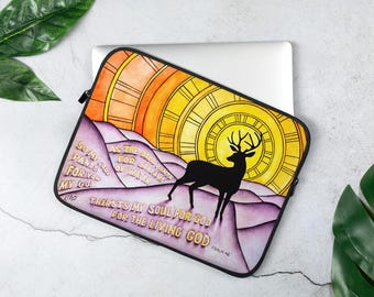 Psalm 42 Deer Laptop Sleeve Christian Faith Inspired Bible Verse Gift
