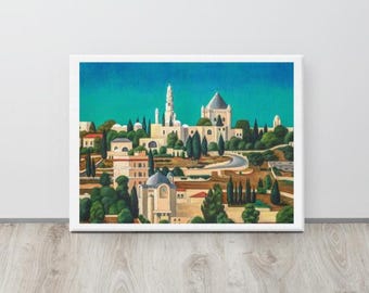 Lienzo impreso del Monte Sion, paisaje bíblico de Jerusalén, pintura original, lámina artística para decoración de sala de oración cristiana.