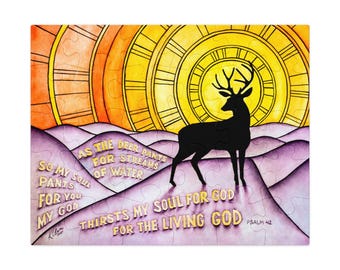 Psalm 42 Jigsaw Puzzle: Faith Inspired Watercolor Deer Painting,  Christian Jewish Bible Verse Gift