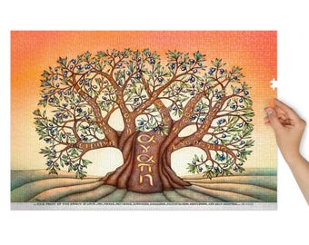 Rompecabezas de los frutos del Espíritu: Olivo, versículo bíblico cristiano, arte, regalo basado en la fe