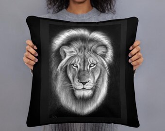Lion Of Judah Pillow Faith Inspired Hand Drawn Spiritual Home Decor Accent Cushion