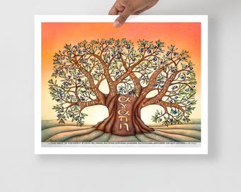 Fruits of the Spirit Poster Christian Greek Scripture Olive Tree Artwork Home Wall Decor