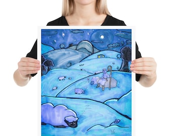 Psalm 23 Shepherd Poster | Christian Nursery Wall Art | Kids Room Decor Gift