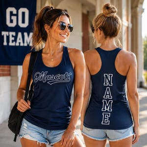 Custom Team Mascot Tank Top: Custom Name Vneck,Personalized School Spirit Vneck Tee,SR218