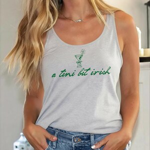 Funny St. Patrick's Day Racerback Tank Top, A Tini Bit Irish Vneck Shirt, Shamrock Tee,SR43