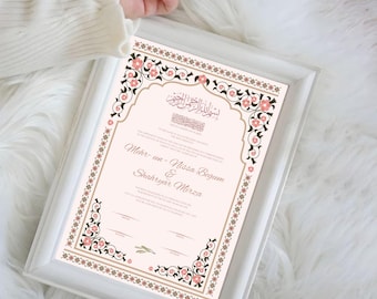 Elegant Nikkah Certificate Template, Islamic Wedding, Customizable (Digital PDF)