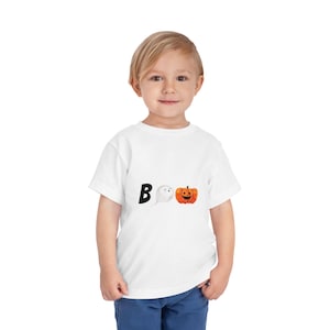 Spooky Toddler Tee: Ghost & Pumpkin Halloween Costume Shirt.