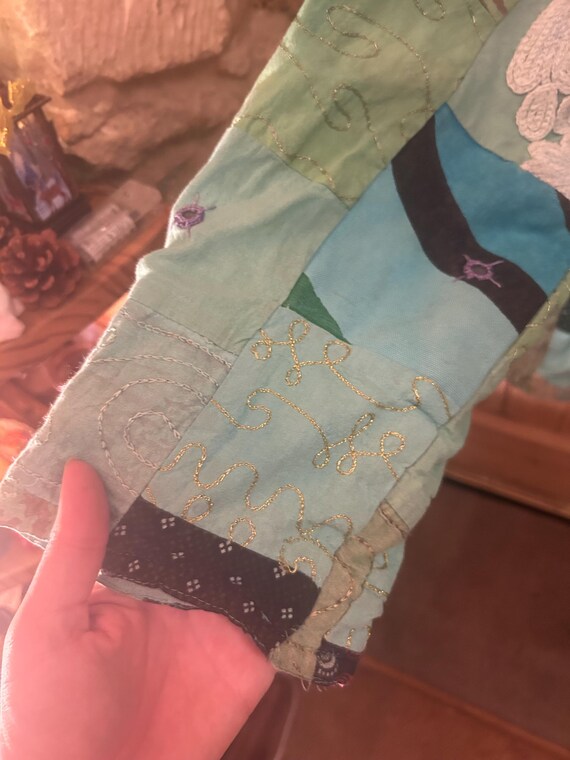 Vintage Green Boho Patchwork hippy patchwork jack… - image 10