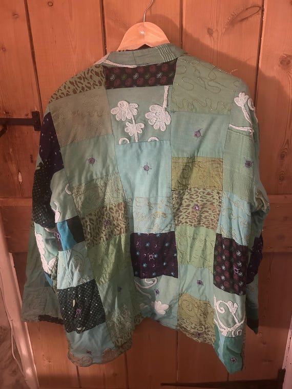 Vintage Green Boho Patchwork hippy patchwork jack… - image 4