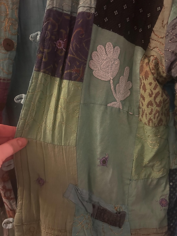 Vintage Green Boho Patchwork hippy patchwork jack… - image 11