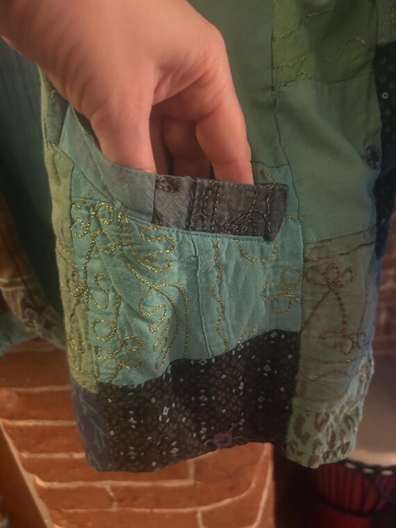 Vintage Green Boho Patchwork hippy patchwork jack… - image 8