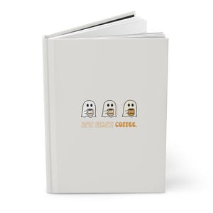 Cute Ghost Coffee Journal, Hardcover Notebook, Ghost Coffee Lover Gift, Fun Halloween Stationery, Vintage Journaling Book