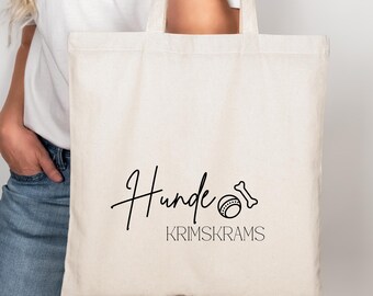 Hunde-Grimms-Krams Jutebeutel, Tasche für Hundespielzeug und Leckerlis, Geschenk für Hundemamas & Hundepapas