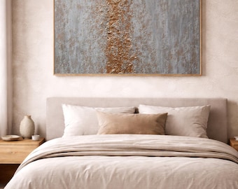 Textured Bedroom Wall Art Print, Slate & Silver Abstract, Digital Download