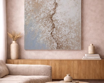 Textured Living Room Wall Art Print, Beige & White Abstract, Digital Download