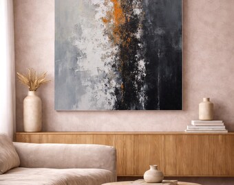Living Room Wall Art Print, Slate and Charcoal Abstract, Digital Download