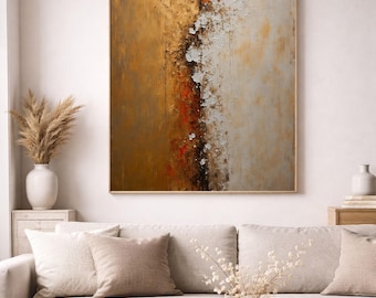 Beige and Gold Textured Living Room Wall Art Print, Digital Download