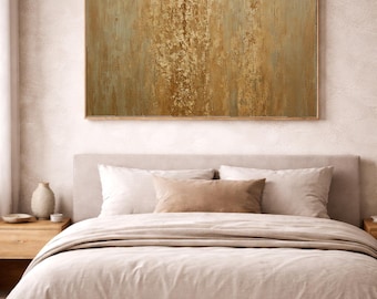 Beige and Ochre Minimalist Bedroom Wall Art Print, Digital Download