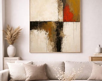Textured Living Room Wall Art Print, Charcoal and Beige Abstract, Digital Download