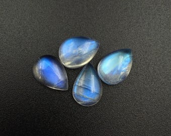 AAA Rainbow Moonstone Pear Cabochons, Flashy Natural Gemstones for Jewelry Making, Moonstone Gift for Her Pack of 2