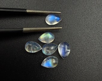 AAA Rainbow Moonstone Pear Cabochons, Flashy Natural Gemstones for Jewelry Making, Moonstone Gift for Her