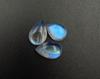 AAA Rainbow Moonstone Pear Cabochon, Flashy Natural Gemstone for Jewelry Making, Moonstone Gift for Her