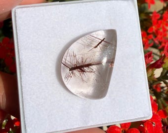 AAA Red Rutile Quartz Cabochon Loose Gemstone, Natural Crystal for Jewelry Making, Pendant Stone Gift for Her