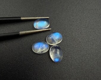 AAA Rainbow Moonstone Oval Cabochons, Flashy Natural Gemstones for Jewelry Making, Moonstone Gift for Her Pack of 4