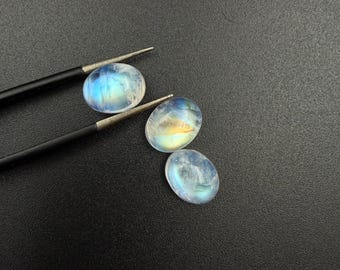 AAA Rainbow Moonstone Oval Cabochon, Flashy Natural Gemstone for Jewelry Making, Moonstone Gift for Her