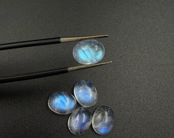 AAA Rainbow Moonstone Oval Cabochons, Flashy Natural Gemstones for Jewelry Making, Moonstone Gift for Her Pack of 2