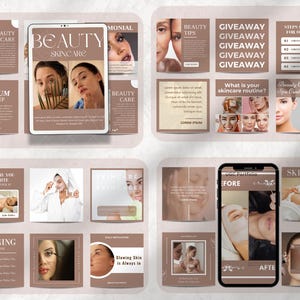 Editable Beauty Social Media Post Template: Canva Design (Digital Download