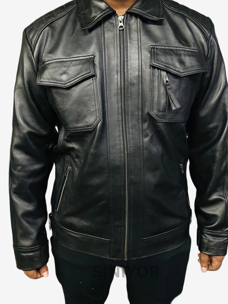 3/4 Sleeve Leather Jacket - Etsy UK