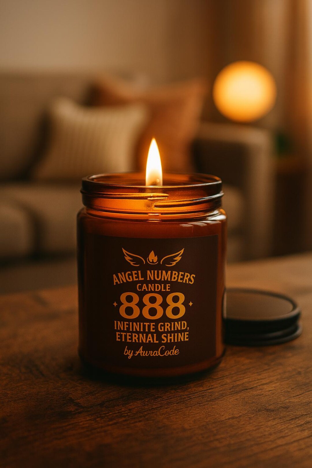 Angel Numbers Candle 888 Infinite Grind, Eternal Shine | by