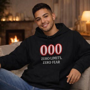 Sweat à capuche AuraCode 000 | Zéro limites, zéro peur | Vêtements énergétiques Angel Number | Collection de numéros angéliques manifestes