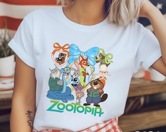 Zootopia 2 Movie T-Shirt, Disney Judy Hopps Nick Wilde Retro Cartoon Tee, Zootopia Fan Merch Apparel Gift For Kids Adults