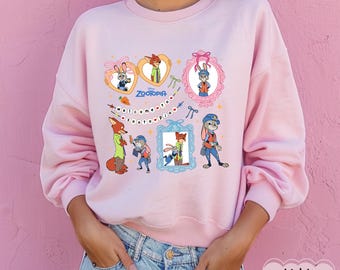 Camiseta con estampado de acuarela de Zootopia, Judy Hopps y Nick Wilde, y vacaciones familiares en Disneyland.