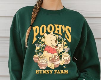 Retro Pooh Bear Shirt, Cute Honey Pot Shirt, Pooh Graphic Shirt, Retro Cartoon Shirt, Aesthetic Character Shirt, Unisex Pooh Sweater