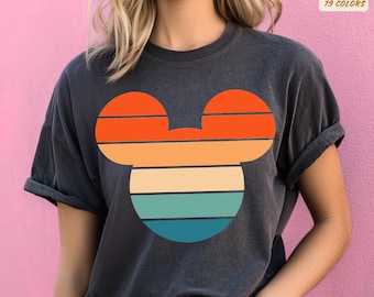 Comfort Colors® Retro Sunset Mickey Shirt, Colorful Mickey T-Shirt, Magic Kingdom Shirt, Matching Family Travel Shirt, Disneyland Shirt