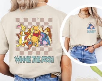 Retro Winnie the Pooh Shirt, Disney Checkered Pooh Friends Shirt, Disney Family Matching Shirt, Disneyland Vacation Shirt, Piglet Tigger Tee