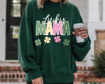 Lucky Mama St Patrick's Day shirt, Mama Shamrock Shirt, Mom St Pattys Day Outfit, Lucky Mom Shirt, Minimalist St. Patricks Day Shirt