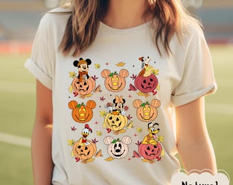 Mickey en vrienden herfstshirt, Disneyland Fall Vibes T-shirt, Disney Family Halloween Trip Magic Kingdom shirt Disney Pumpkin