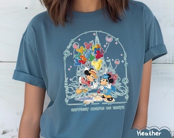 Retro Mickey And Minnie Balloon Shirt, Retro Disney Valentine T-Shirt Mickey Balloons Tee, Disney Couple Shirt Disney Trip 2026 Shirt